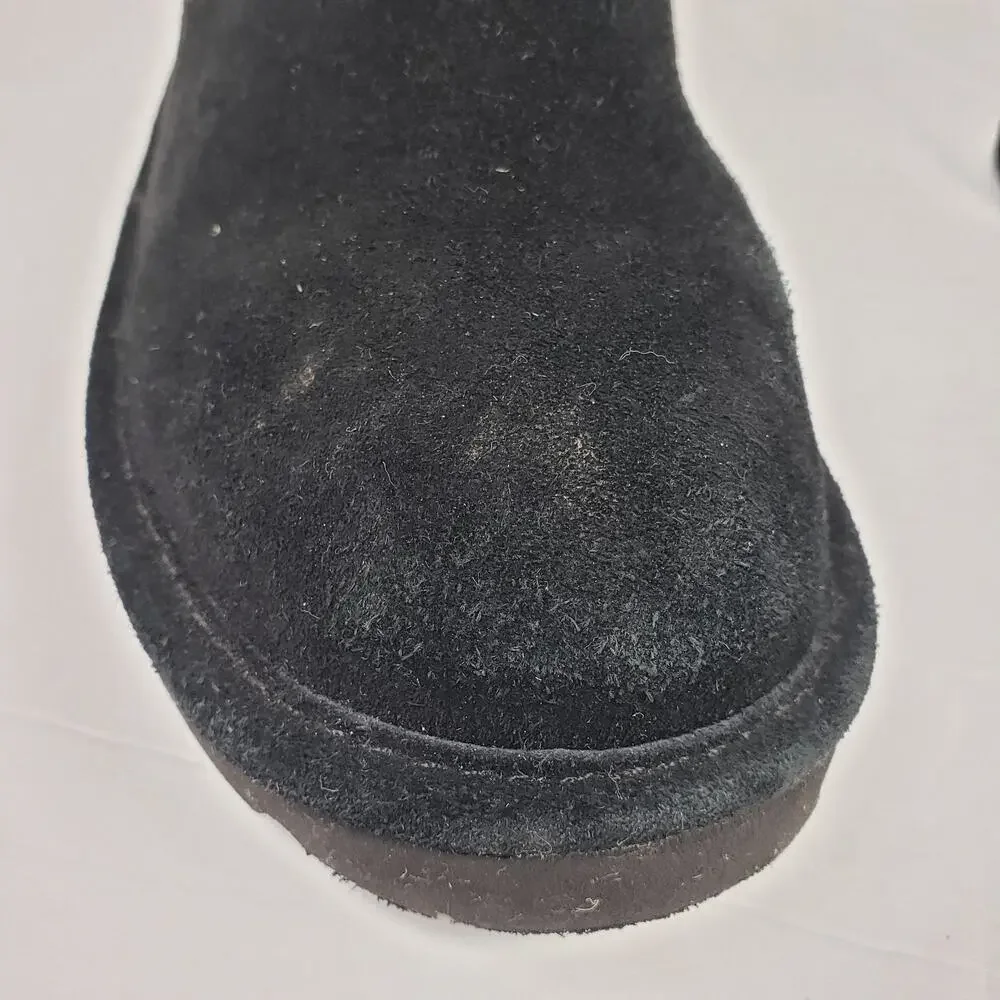 Bearpaw Elle Girls Size 13 Black Cow Suede Wool Blend Lining Pull On Snow Boots